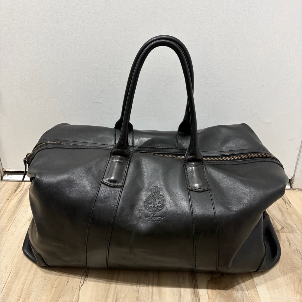 Black Leather Duffel Bag - Classic Travel Tote